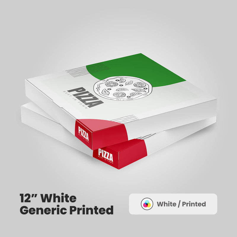 12 inch white generic printed pizza boxes for sale