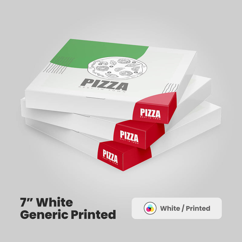 7 inch pizza boxes white printed