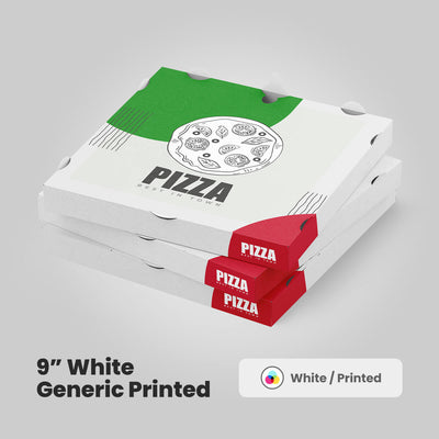 9 inch pizza boxes white printed