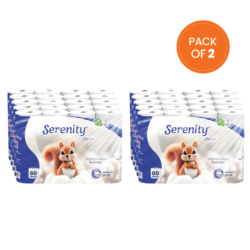 Serenity Soft 3-Ply Quilted Toilet Paper 60 Rolls