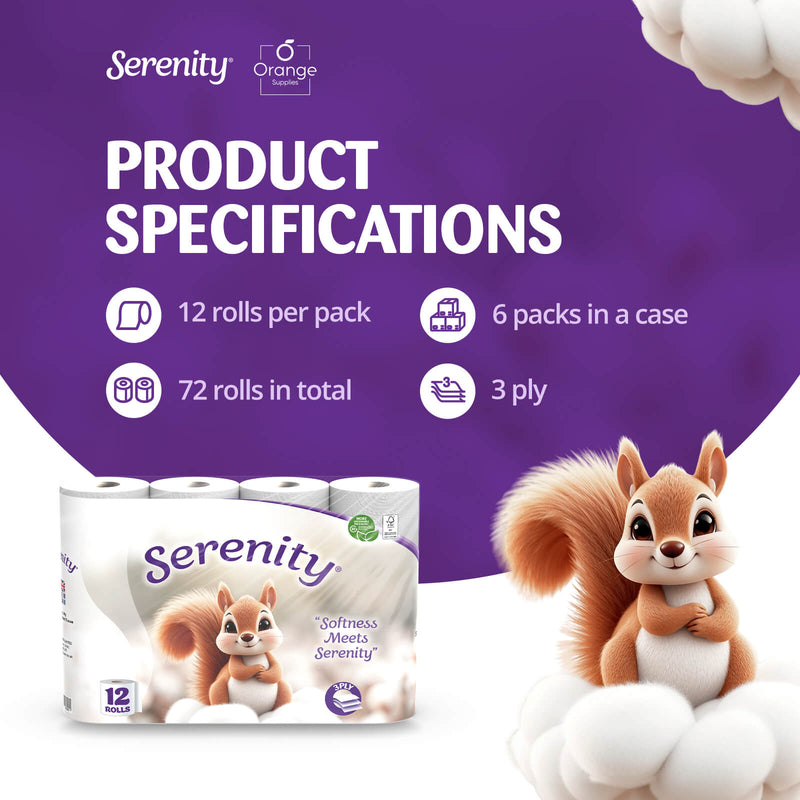 Serenity Soft 3-Ply Quilted Toilet Paper 72 Rolls