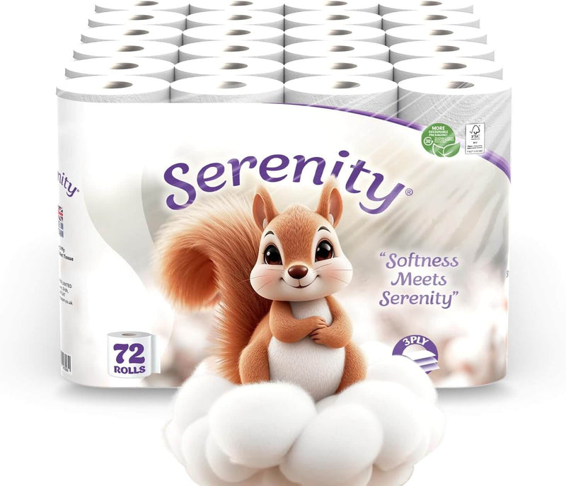 Serenity Soft 3-Ply Quilted Toilet Paper 72 Rolls