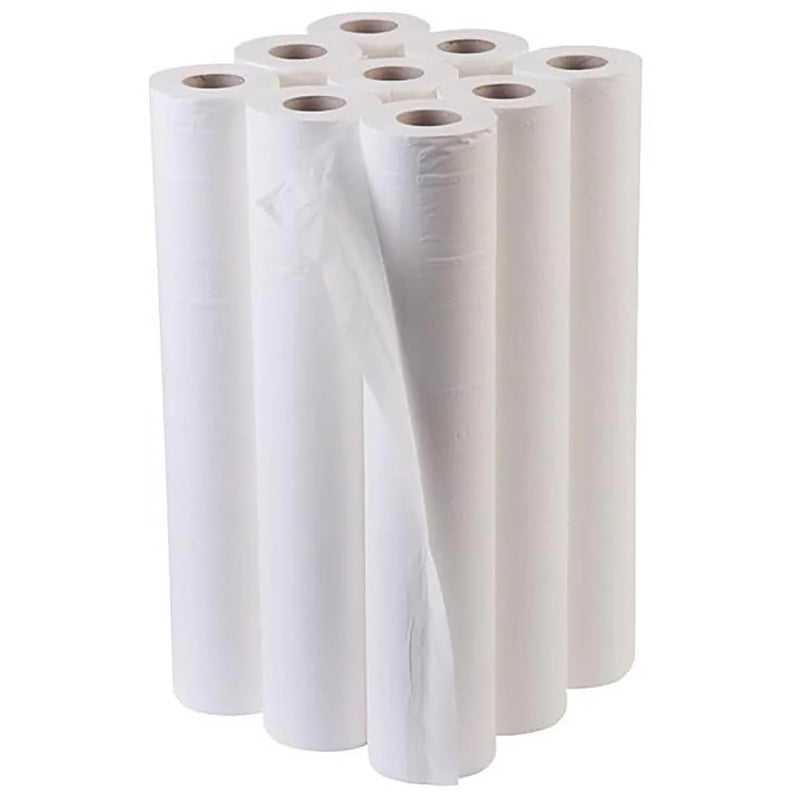 9 Pack of Couch Rolls box and single white hygiene roll.